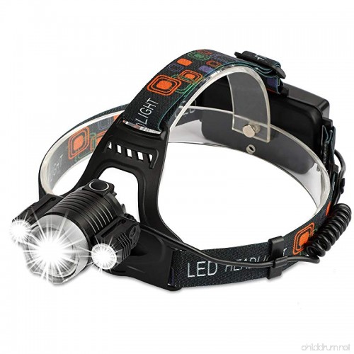 Zoomable Brightest LED Headlamp 6000 Lumen Work Headlight 4 Modes for Camping Fishing with 18650 Rechargeable Batteries Snorda Headlamp