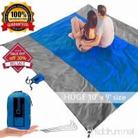 chanvi Large Beach Blanket Handy Sand Mat- Extra Size 9' x 10' Holds 7 Adults with Strap - Perfect for Picnics  Beaches  RV and Outings  Weather-Proof and Mold/Mildew Resistant Huge Ground Cover - B07C3JC7FG