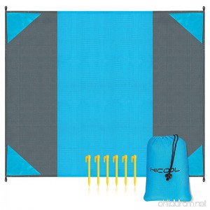 HiCool Beach Blanket Beach Mat Picnic Blanket Mat Waterproof Sand-resistant Lightweight Compact Pocket Blanket with 6 Stakes Oversized 9' x 7' for Picnic Camping Hiking Traveling - B01K4EQGRW