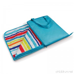 ONIVA - a Picnic Time brand Vista Outdoor Picnic Blanket Tote Aqua with Fun Stripes - B00HKVGXFI