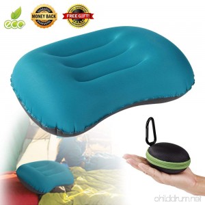 inflatable camping backpacking travel pillow -camp outdoor hammock lumbar pillows basic sleeping bag air ultralight blow up compressible Comfortable compact Ergonomic pillow for neck kids while beach - B0775ZG83H