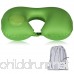 Inflatable Travel Pillow Soft Head Chin Neck Support Pillow Pocket Size Foldable U Shaped Travel Pillow for Airplane Train Bus Car Seat Rest with Storage Bag (Green) - B077W4QF62