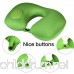 Inflatable Travel Pillow Soft Head Chin Neck Support Pillow Pocket Size Foldable U Shaped Travel Pillow for Airplane Train Bus Car Seat Rest with Storage Bag (Green) - B077W4QF62