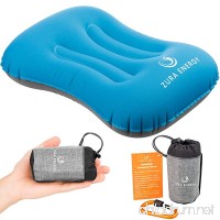 Zura Energy Inflatable Travel/ Camping Pillow + Locking Carabiner + eBook  Comfortable  Ultralight  Compact  Ergonomic  Beach Pillows  Hiking Gear  Neck Hammock Support  Camp Backpacking Pillows - B075WY5DMV