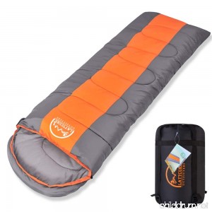 LATTCURE Sleeping Bag Comfort Portable Lightweight Envelope Sleeping Bag with Compression Sack for Camping Hiking Backpacking Traveling and Other Outdoor Activities -Single Orange+Grey (75+12) x33 - B075NHQX1V