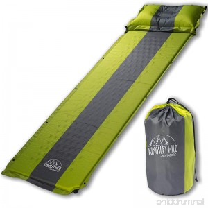 Kingsley Wild Outdoors Self Inflating Sleeping Pad and Pillow (Detachable)- Compact lightweight waterproof and portable- Great mat for camping hiking or backpacking - Compression Foam Technology - B072FMQ8ZH