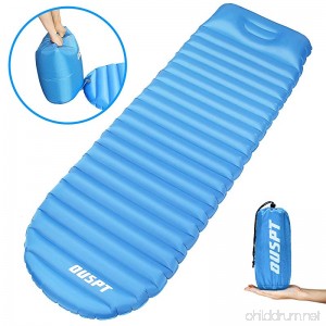 OUSPT Ultralight Inflatable Sleeping Pad Sleeping Mat Air Pad with Pillow Waterproof Moisture-proof Compact Portable for Beach Hiking Camping and Backpacking-Blue - B07CZCPFB4