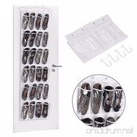 Fenleo 24 Pockets - Crystal Clear Over the Door Hanging Shoe Organizer White(65'' x 19'') - B07DWYNVV4