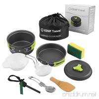 KEMP Travel Camping Cookware - 10pcs Backpacking Cooking Equipment - compact  lightweight anodized pot & pan - Nonstick Cookset - Hiking Mess Kit - Outdoor Gear- Camp Kitchen - Camping Utensil Set - B01M1KN9I3
