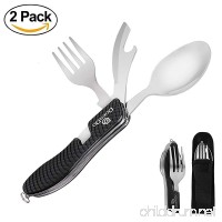 DoerDo Camping Utensil  4-In-1 Multi-function Flatware Stainless Steel Fork  Knife  Spoon  Bottle Opener Set with Storage Case  Perfect for Picnics  Hiking and Camping - B01MT69SK8