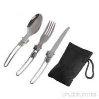HS 3PCS/1Set Stainless Steel Cutlery Set Foldable Cutlery Utensil Set for Travel Outdoor Camping Hiking Picnic - B071ZVMCJF
