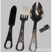 US Military 4 Piece Genuine Issue Stainless Knife Fork Spoon Plus Shelby P38 Can Opener - B079JZ95Q9