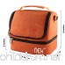 Nex Lunch Bag Double Cooler Carry Bag Insulated Tote Large Capacity with Adjustable Shoulder Strap and Zip Closure Travel Lunch Tote(Orange) - B01NCRHSGO