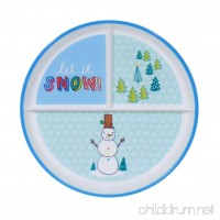 Childrens Christmas Divided Compartment Round Hard Plastic Blue Snowman Plates  2 Pack - B017G80TDQ