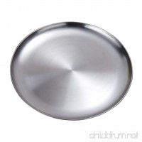 Flameer Stainless Steel Flat Dish Plate Double Insulated Thick Platter For BBQ 14cm - B079P8ZPY3