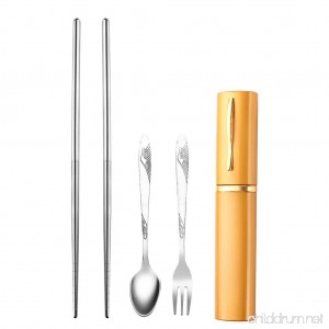Baosity 1 Set Traveling Camping Picnic Dinner Spoon Fork Chopsticks Spork Cutlery Tablewares with Pen Shape Storage Case - B07F75SF8N