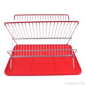 Baosity Collapsible Dish Drainer with Drainer Board Foldable Drying Rack Set Portable Dinnerware Organizer Space Saving Kitchen Storage Tray - B07DRGJ1N5