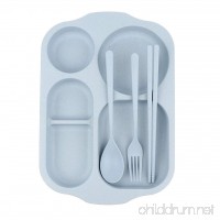 D DOLITY 5 Heavy Duty Sectioned Food Serving Tray Camping Plate Caravan Picnic Tray BBQ with Flatware Set Spoon Fork Chopsticks - B07F76244V