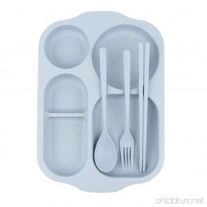 D DOLITY 5 Heavy Duty Sectioned Food Serving Tray Camping Plate Caravan Picnic Tray BBQ with Flatware Set Spoon Fork Chopsticks - B07F76244V