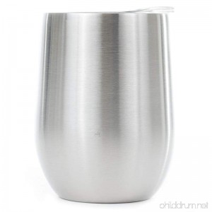 12 oz Stemless Stainless Steel Wine Tumbler - Dual Wall Vacuum Insulated - Ideal for Red Wine Liquors and other beverages - Keeps Ice Cold and Hot - B07B4MT78Y