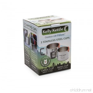 Camping Cups - Kelly Kettle - Packable - Stainless Steel - Large Cup is 17 oz. and Small Cup is 12 oz. - B00K1Y1QPS