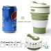 Coffee Travel Mug -CLTEIN Collapsible BPA FREE Food-grade Silicone Pocket-sized Camping Mug with Lid Portable and Reusable for Travel Camping and Hiking Microwave Safe-12oz - B074KL3HH2