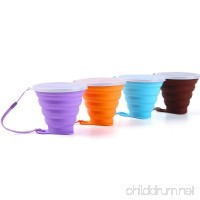 GDLF Collapsible Cup Set with 4 Reusable Sporks Folding Cup for Coffee Water Drinking Portable Foldable Cup with Lid for Camping Hiking Backpacking Travel Silicone BPA Free 9.22oz - B07BFS5FY2