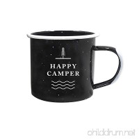 Journo Happy Camper Enamel Camping Mug - Black  12 Oz (350 ml)  Ecofriendly Outdoor Camper Mugs Ideal For Early Morning Coffee Or Cold Campfire Beer. (2 Custom Designs To Pick From. By Travel Co.) … - B076F8XSVX