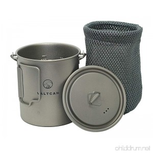 Valtcan 750ml Titanium Pot Backpacking Camping Open Fire Mug Cup with Lid and Stuff Sack - B07757B431