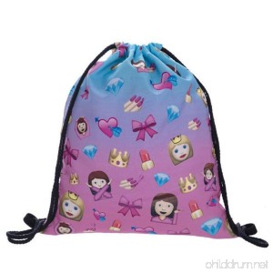 Outdoor Bag - Travel & Storage Bags - Ochoos Emoji Drawstring School Bag Girl Teenage Pouch Women Travel Backpack - B07FYD7D93