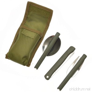 Stainless Steel Lightweight Foldable & Portable - 3 Piece Knife Fork Spoon Set Picnic Cutlery Utensil Set Army Green - B073XLCJHH
