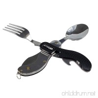 CrudeMechanics Detachable Camping Eating Utensil - Half Fork/Bottle Opener Half Spoon/Knife SST with Aluminum Handles - B07112T1Z4