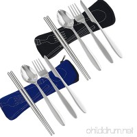 J&F 8 Piece Stainless Steel Flatware Sets Knife  Fork  Spoon  Chopsticks  Camping Picnic Utensil Travel Working Hiking Cutlery Set With Neoprene Case. - B074RKJ6GJ