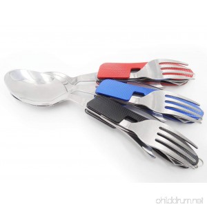Mini Skater Set Of 3 Piece Spork of Steel Gear 3-IN-1: Spoon Fork & Knife Combo Utensil Equipment For Trekk Adventure Camp Cook Survival Bag Car Home Travel Medical Supplies & Backpack Kayak Sports Emergencies Hurricanes Columbia River Great As Camping Flatware Work Lunches and Any Outdoor Activity - B01DDGUHY6