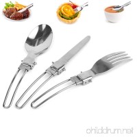 Mober 3 piece stainless steel portable knife and fork spoon  camping picnic utensil travel cutlery set with a nylon pouch. - B06Y4QZJ4C
