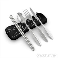 Roaming Cooking 4 Piece Stainless Steel (Knife  Fork  Spoon) Lightweight  Travel/Camping Cutlery Set with Neoprene Case  Reusable Lunch Box Utensils  Portable Travel Silverware Set - B01CDJ9KLK