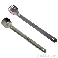 Valtcan Titanium Spork and Spoon Set Camping Essentials with Cleaning and Carrying Bag - B07D841PS2