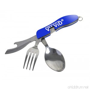 VViViD Stainless Steel Camping Flatware Folding Compact Utensil Multi-Tool - B06Y2665Z6