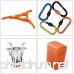 6Pcs Backpacking Cooking System - Bisgear Ultralight Portable Outdoor Camping Stove with Piezo Ignition + Foldable Cooking Gas Tank Stand Cartridge Canister Tripod & 4 Carabiners (Orange) - B071K3ZL9S