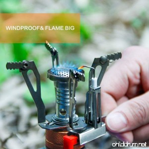 Camping Stove W Piezo Ignition Mini Gas Stove Windproof and Collapsible Camp Burner for Outdoor Backpacking and Hiking(Butane Propane Canister Compatible) - B075PPCCYQ