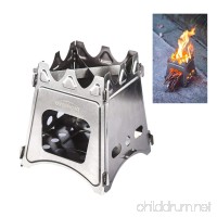 Overmont Folding Wood Stove Stainless Steel Camping Gear Backpack Stove Compact Lightweight for Outdoor Picnic Traveling Backpacking Camping - B0788N4WQM