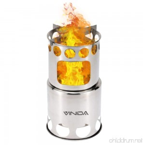 VINIDA Wood Burning Camping Stove - Updated Collapsible Lightweight Survival Backpacking Stove for Camping Hiking Climbing and Fishing - B078JVQ3FY