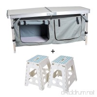 KARMAS PRODUCTS Portable Folding Table with 2 Storage Organizer  Aluminum Lightweight Height Adjustable Table for Camping Kitchen Picnic Barbecue - B07DYQ4MSS