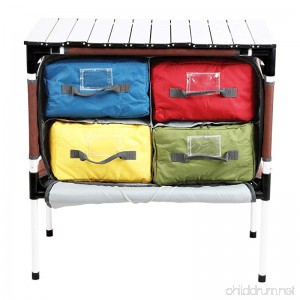 PORTAL Multifunctional Folding Camp Table Aluminum Lightweight Picnic Organizer with Four Cooler Storage bags Brown - B074769G7C