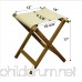 Teak Framed Folding Camp Stool with Khaki Canvas Seat - B004EFUN7C