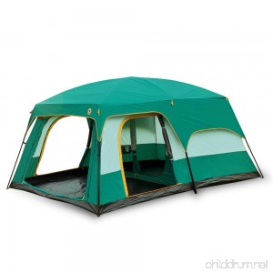 Newdora 12 People Straight Wall Cabin Tent 2 Room Waterproof Tent Camping Tent Professional Tent Backpacking Tent Easy Set Up UV Protection for Camping Festivals Beach Goers-L170 W120 H80 Green - B074QCCCVB