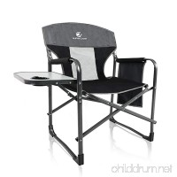 ALPHA CAMP Oversized Director's Chair with Mesh High Back and Side Table  Supports 300 lbs - Grey/Black - B07C134Q2G