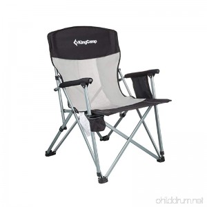 KingCamp Folding Chair Mesh Back with Cup Holder Armrest Pocket Headrest Breathable Portable Oversize Heavy Duty Supports 330 lbs - B0734FZ1W1