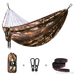 Double Camping Hammock - Outdoor Lightweight Portable Hammock - Parachute Nylon Hammock with Tree Straps for Backpacking Travel Beach Yard - B07D35FPD2