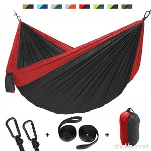 Double Camping Hammock Portable Lightweight Parachute Nylon 210T Hammock with Carabiners & Hammock Straps for Outdoor Backpacking Survival or Travel Camping Beach ( 118 x 78) - B07CYH872V